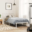 Vidaxl bedframe met hoofdbord zonder matras metaal wit 75x190 cm