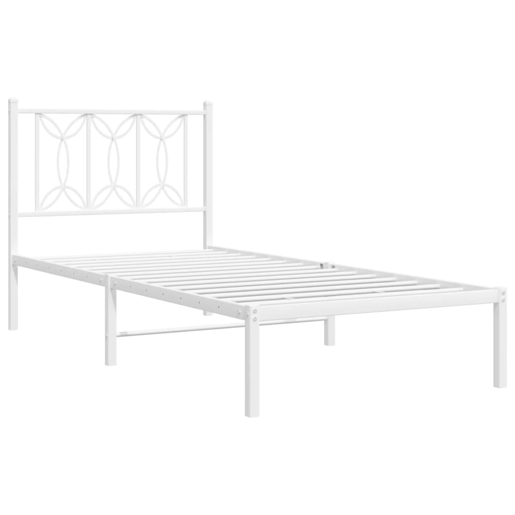 Vidaxl bedframe met hoofdbord metaal wit 80x200 cm
