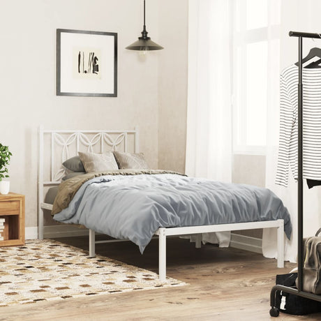 Vidaxl bedframe met hoofdbord metaal wit 80x200 cm