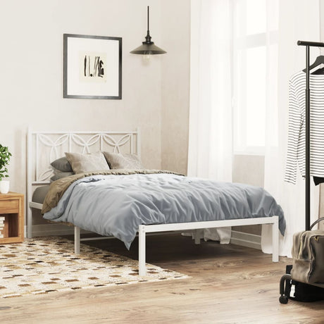 Vidaxl bedframe met hoofdbord metaal wit 100x190 cm