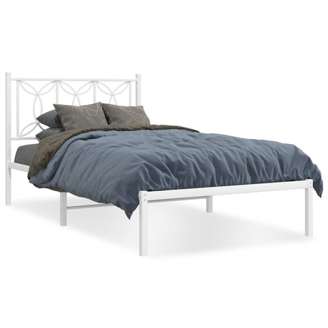 Vidaxl bedframe met hoofdbord metaal wit 107x203 cm