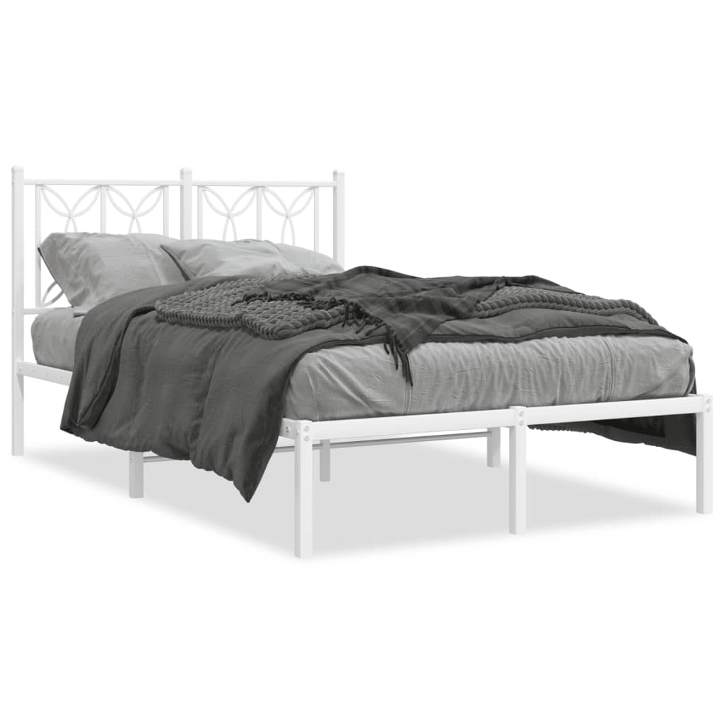 Vidaxl bedframe met hoofdbord metaal wit 120x190 cm