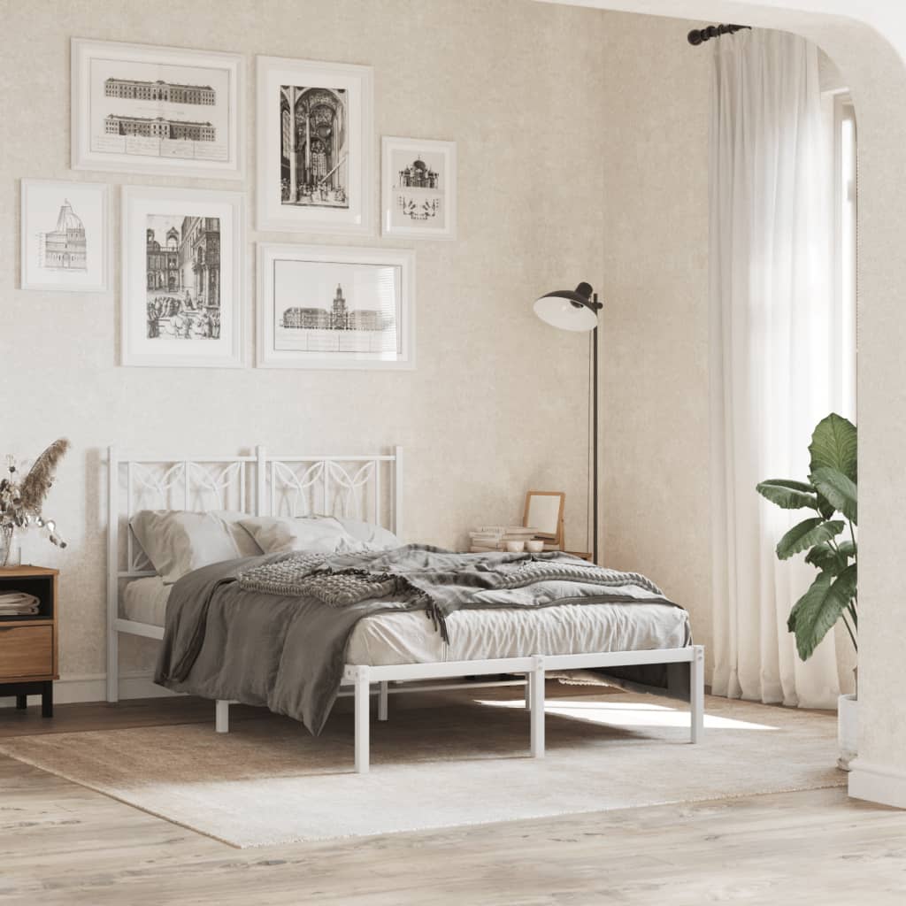 Vidaxl bedframe met hoofdbord metaal wit 120x190 cm