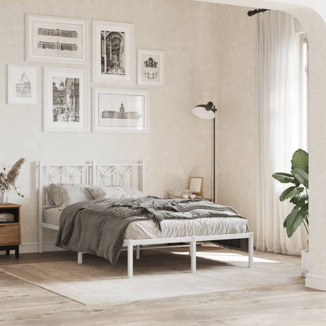 Vidaxl bedframe met hoofdbord metaal wit 120x190 cm
