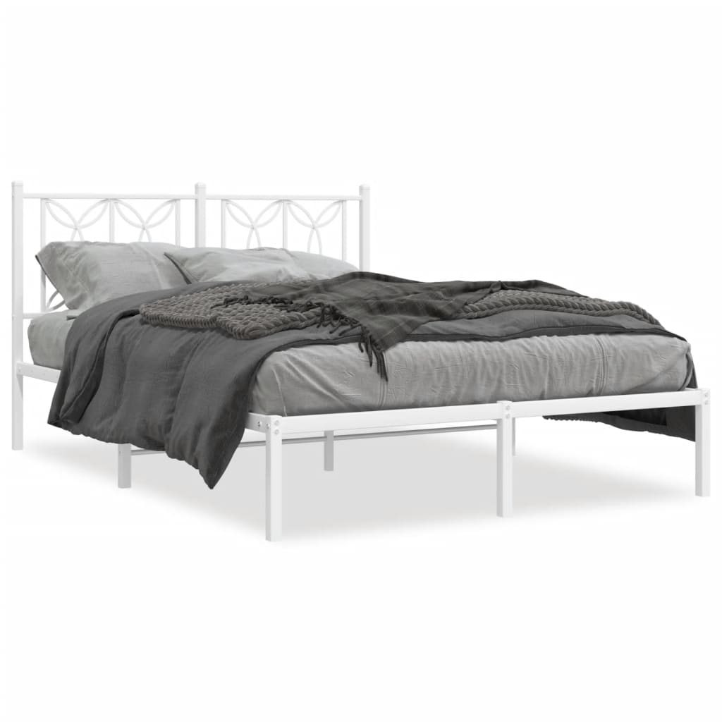 Vidaxl bedframe met hoofdbord metaal wit 140x190 cm