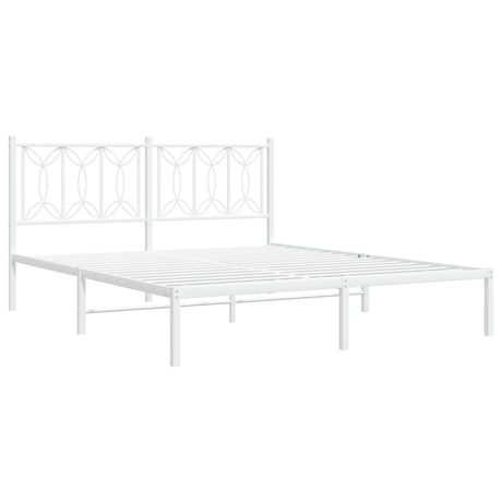 Vidaxl bedframe met hoofdbord metaal wit 150x200 cm