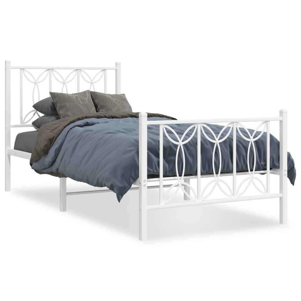 Vidaxl bedframe met hoofd- en voeteneinde metaal wit 80x200 cm