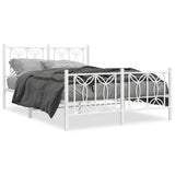 Vidaxl bedframe met hoofd- en voeteneinde metaal wit 135x190 cm