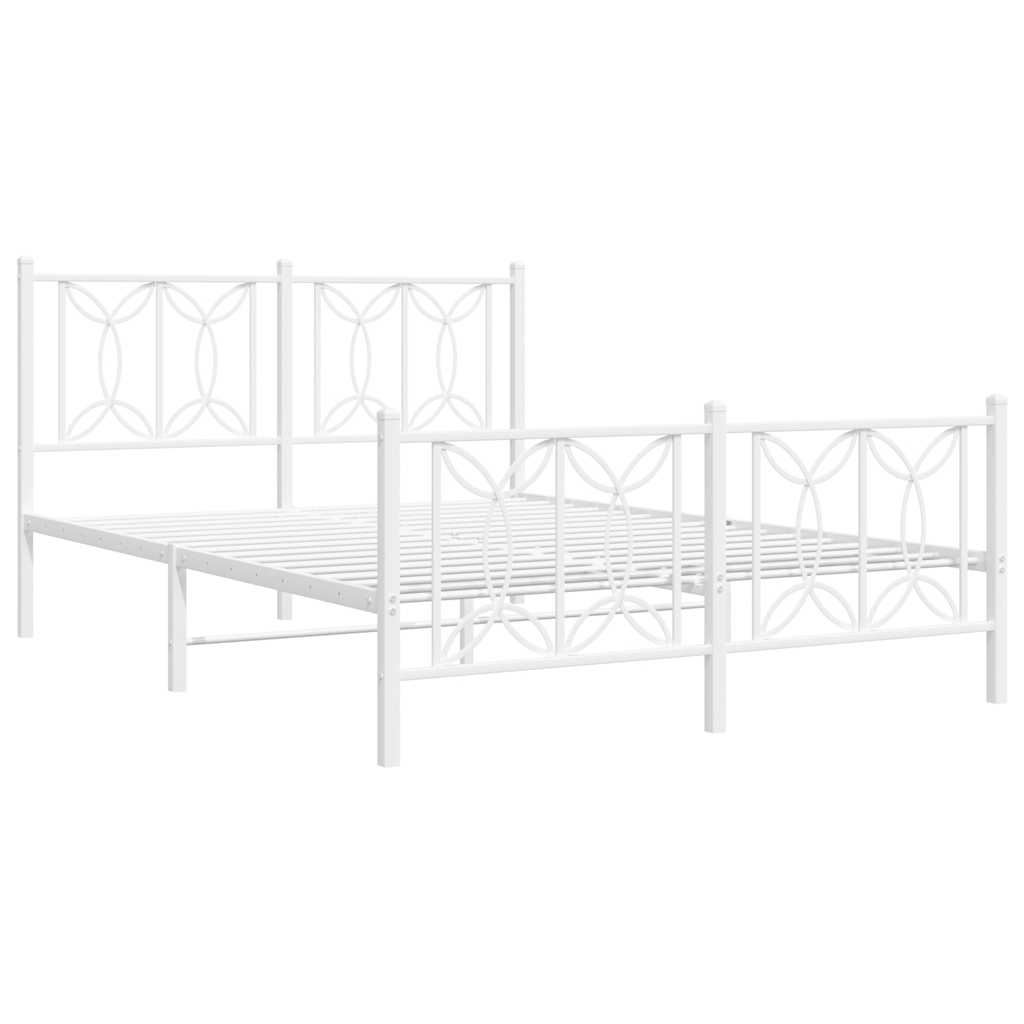 Vidaxl bedframe met hoofd- en voeteneinde metaal wit 135x190 cm
