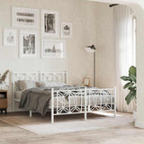 Vidaxl bedframe met hoofd- en voeteneinde metaal wit 135x190 cm