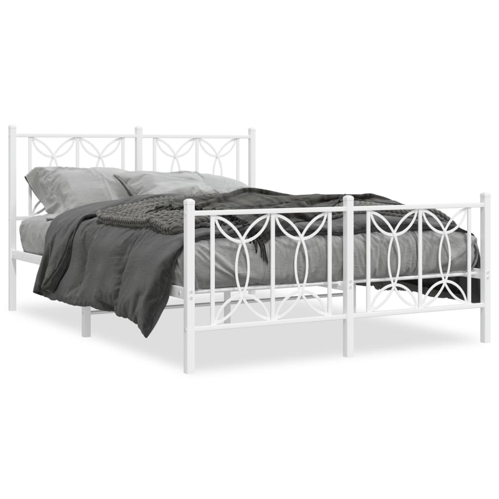 Vidaxl bedframe met hoofd- en voeteneinde metaal wit 140x200 cm
