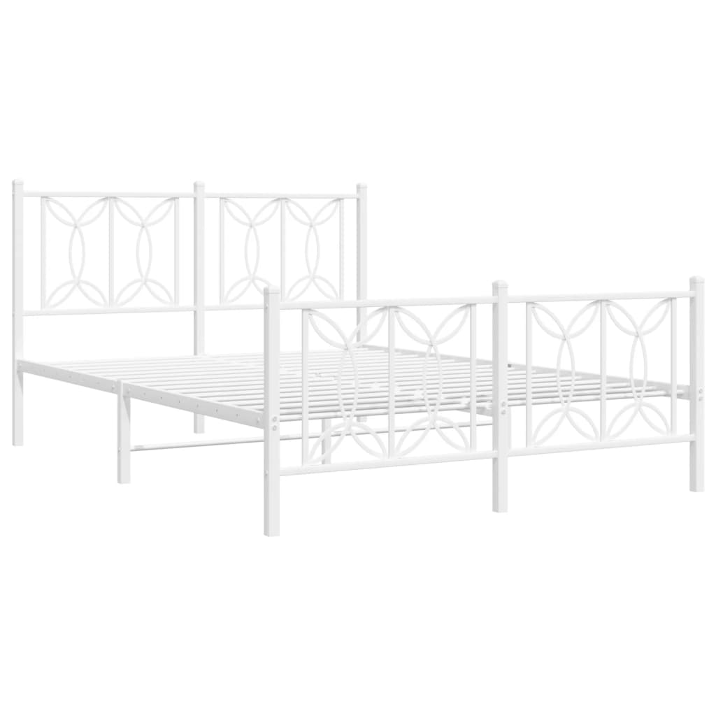 Vidaxl bedframe met hoofd- en voeteneinde metaal wit 140x200 cm
