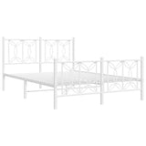 Vidaxl bedframe met hoofd- en voeteneinde metaal wit 140x200 cm