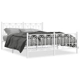 Vidaxl bedframe met hoofd- en voeteneinde metaal wit 150x200 cm