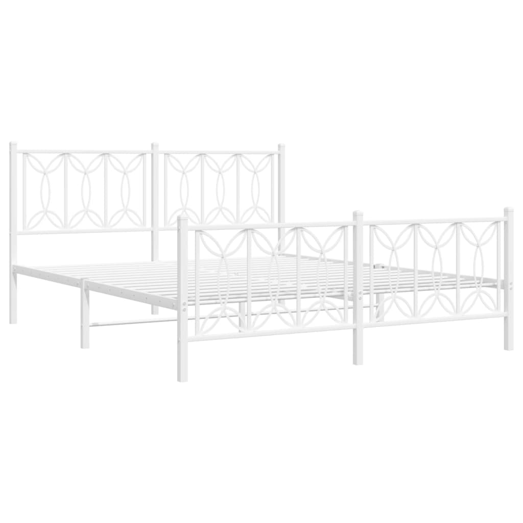 Vidaxl bedframe met hoofd- en voeteneinde metaal wit 150x200 cm