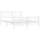 Vidaxl bedframe met hoofd- en voeteneinde metaal wit 150x200 cm