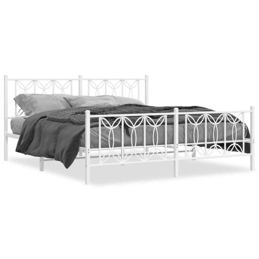 Vidaxl bedframe met hoofd- en voeteneinde metaal wit 183x213 cm