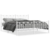 Vidaxl bedframe met hoofd- en voeteneinde metaal wit 183x213 cm