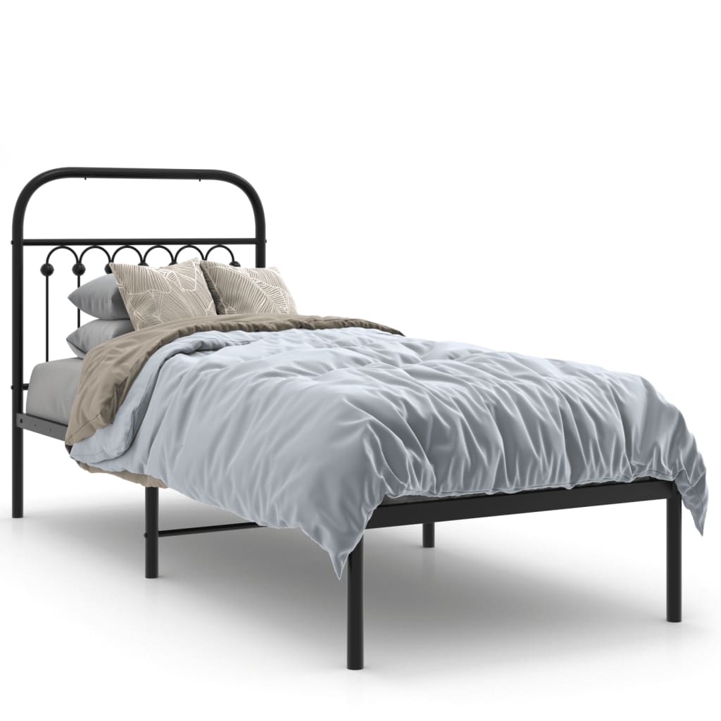 Vidaxl bedframe met hoofdbord metaal zwart 80x200 cm