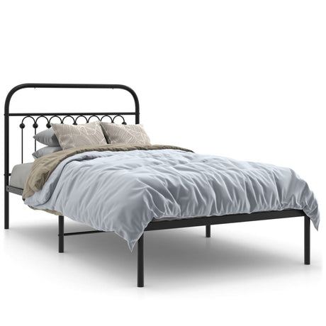 Vidaxl bedframe met hoofdbord metaal zwart 100x190 cm