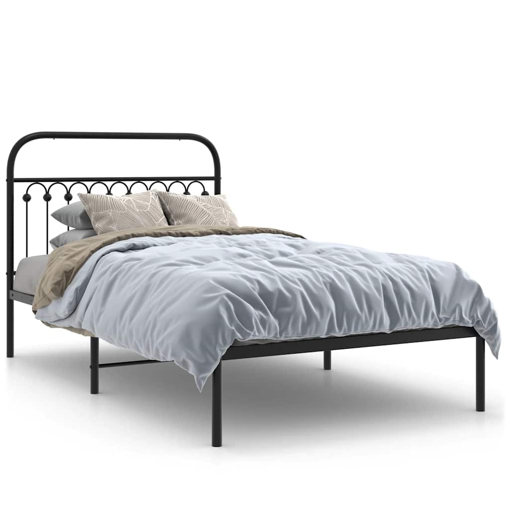 Vidaxl bedframe met hoofdbord metaal zwart 107x203 cm
