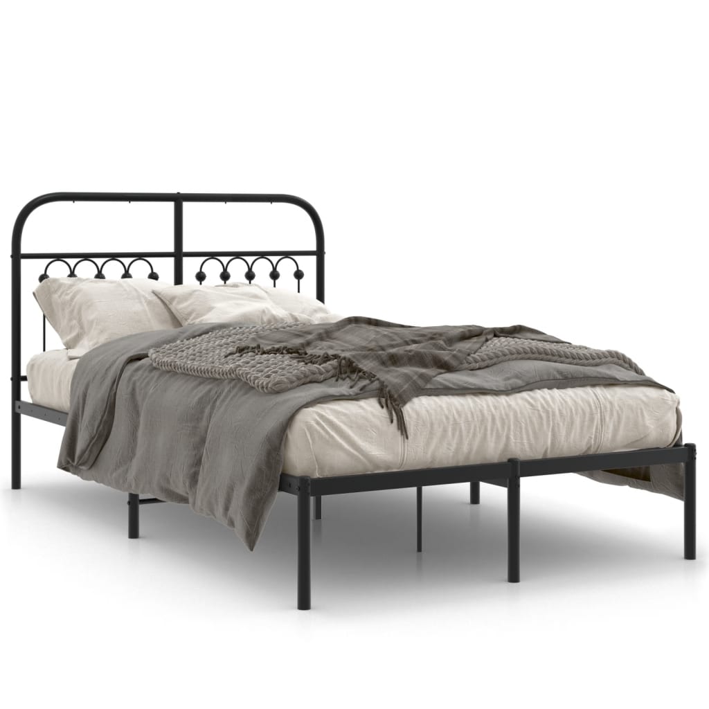 Vidaxl bedframe met hoofdbord metaal zwart 120x190 cm