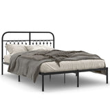 Vidaxl bedframe met hoofdbord metaal zwart 140x190 cm