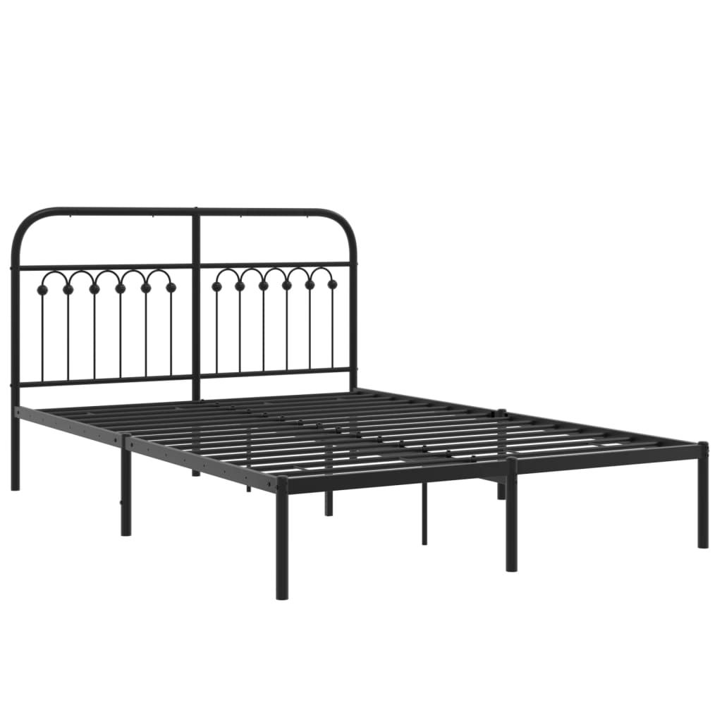 Vidaxl bedframe met hoofdbord metaal zwart 140x200 cm