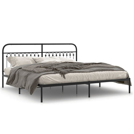 Vidaxl bedframe met hoofdbord metaal zwart 193x203 cm