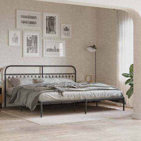 Vidaxl bedframe met hoofdbord metaal zwart 193x203 cm