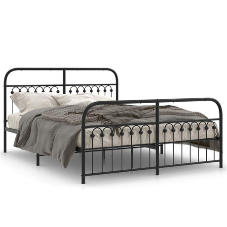 Vidaxl bedframe met hoofd- en voeteneinde metaal zwart 150x200 cm