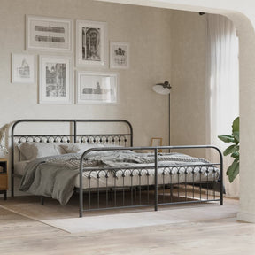 Vidaxl bedframe met hoofd- en voeteneinde metaal zwart 183x213 cm