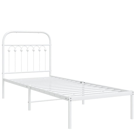Vidaxl bedframe met hoofdbord zonder matras metaal wit 75x190 cm