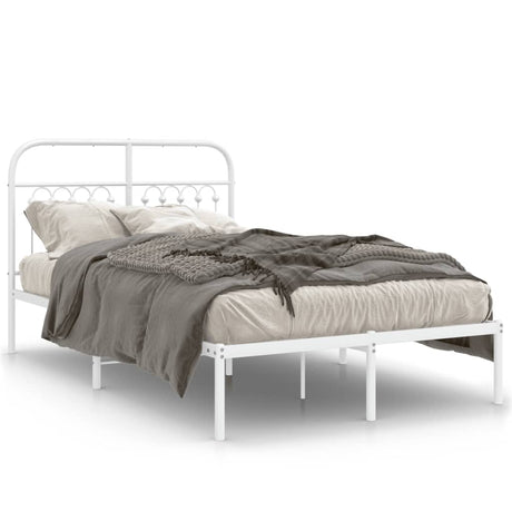 Vidaxl bedframe met hoofdbord metaal wit 120x190 cm