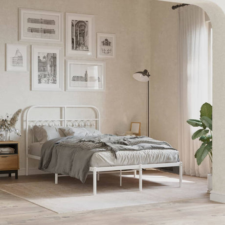 Vidaxl bedframe met hoofdbord metaal wit 120x190 cm