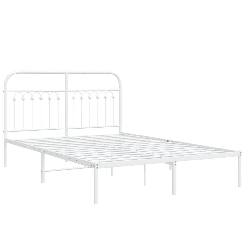 Vidaxl bedframe met hoofdbord metaal wit 140x200 cm