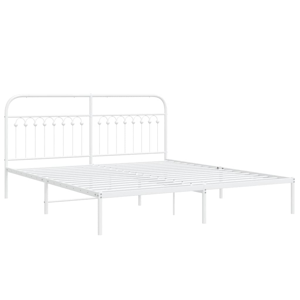 Vidaxl bedframe met hoofdbord metaal wit 183x203 cm