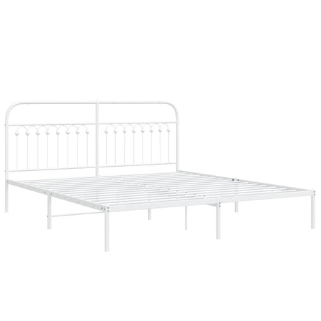 Vidaxl bedframe met hoofdbord metaal wit 183x203 cm