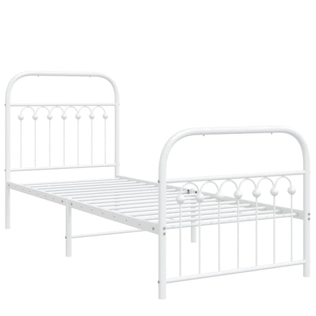 Vidaxl bedframe met hoofd- en voeteneinde metaal wit 75x190 cm