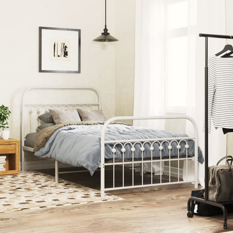 Vidaxl bedframe met hoofd- en voeteneinde metaal wit 100x200 cm