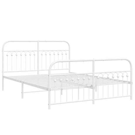 Vidaxl bedframe met hoofd- en voeteneinde metaal wit 150x200 cm