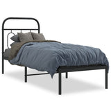 Vidaxl bedframe met hoofdbord metaal zwart 75x190 cm