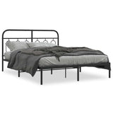 Vidaxl bedframe met hoofdbord metaal zwart 135x190 cm