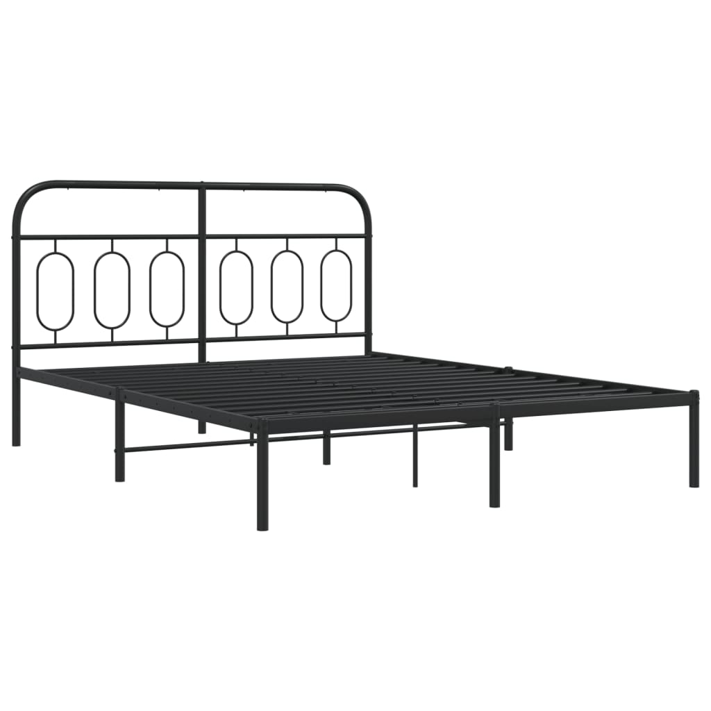 Vidaxl bedframe met hoofdbord metaal zwart 140x190 cm