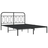 Vidaxl bedframe met hoofdbord metaal zwart 140x190 cm