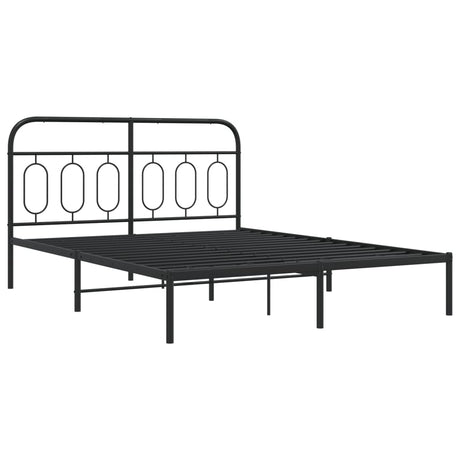 Vidaxl bedframe met hoofdbord metaal zwart 140x190 cm