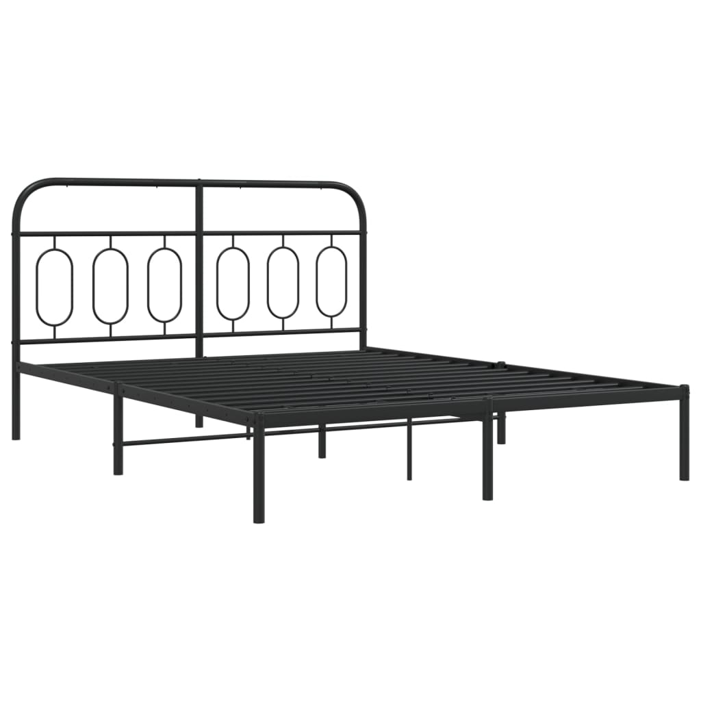 Vidaxl bedframe met hoofdbord metaal zwart 140x200 cm