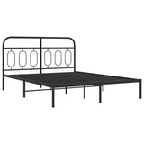 Vidaxl bedframe met hoofdbord metaal zwart 140x200 cm