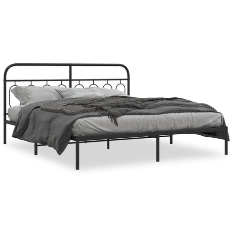 Vidaxl bedframe met hoofdbord metaal zwart 183x213 cm
