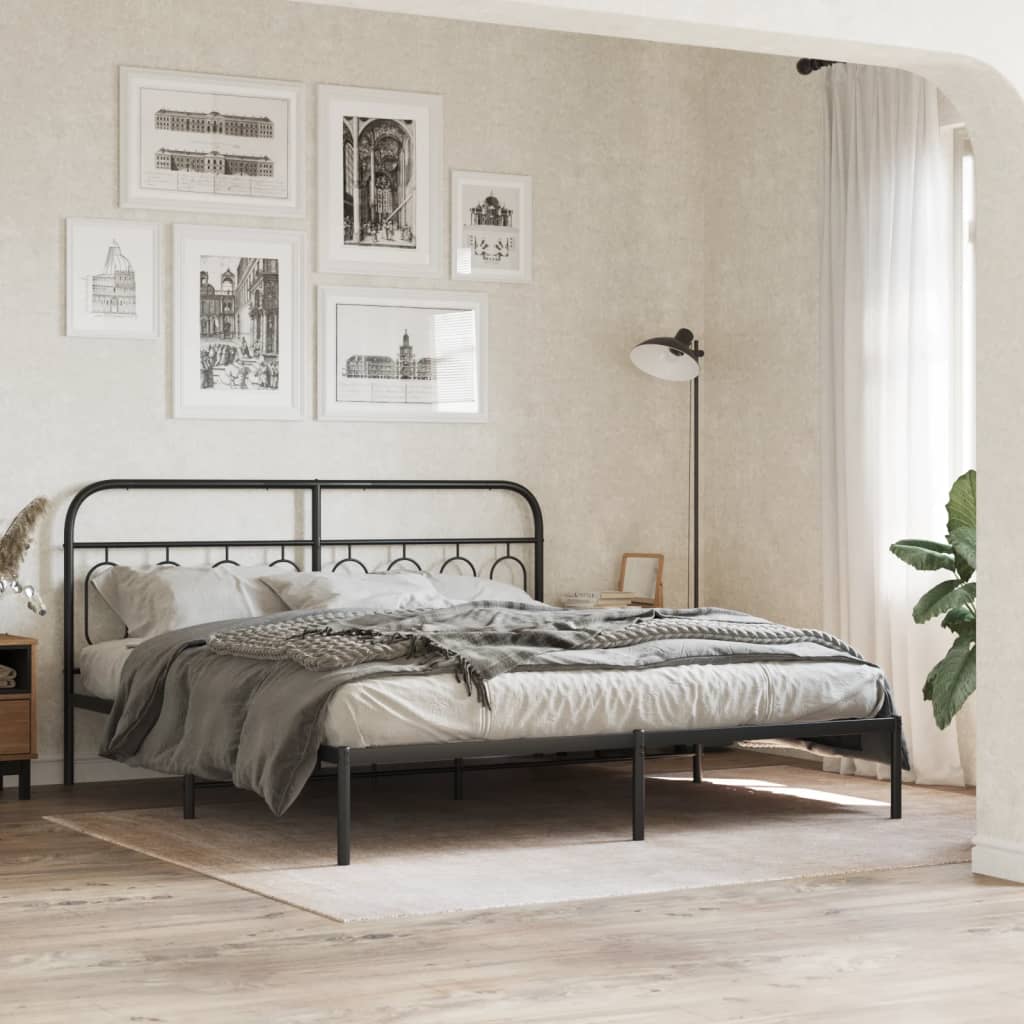 Vidaxl bedframe met hoofdbord metaal zwart 183x213 cm